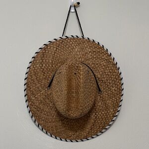 Roxy Straw Hat with Black and White Trim